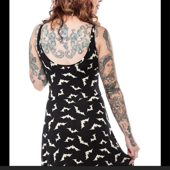 Sourpuss Black and White Bat Pattern Dress - Picture 6 of 6